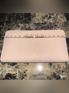 ✨ NWOT Kate Spade Pink Bow Rhinestone Laurel Way Jeweled Leather Wallet ✨